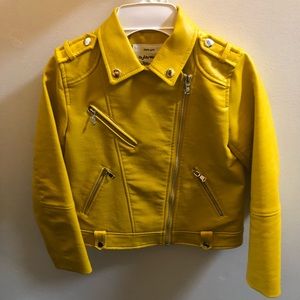 Yellow mustard faux leather jacket